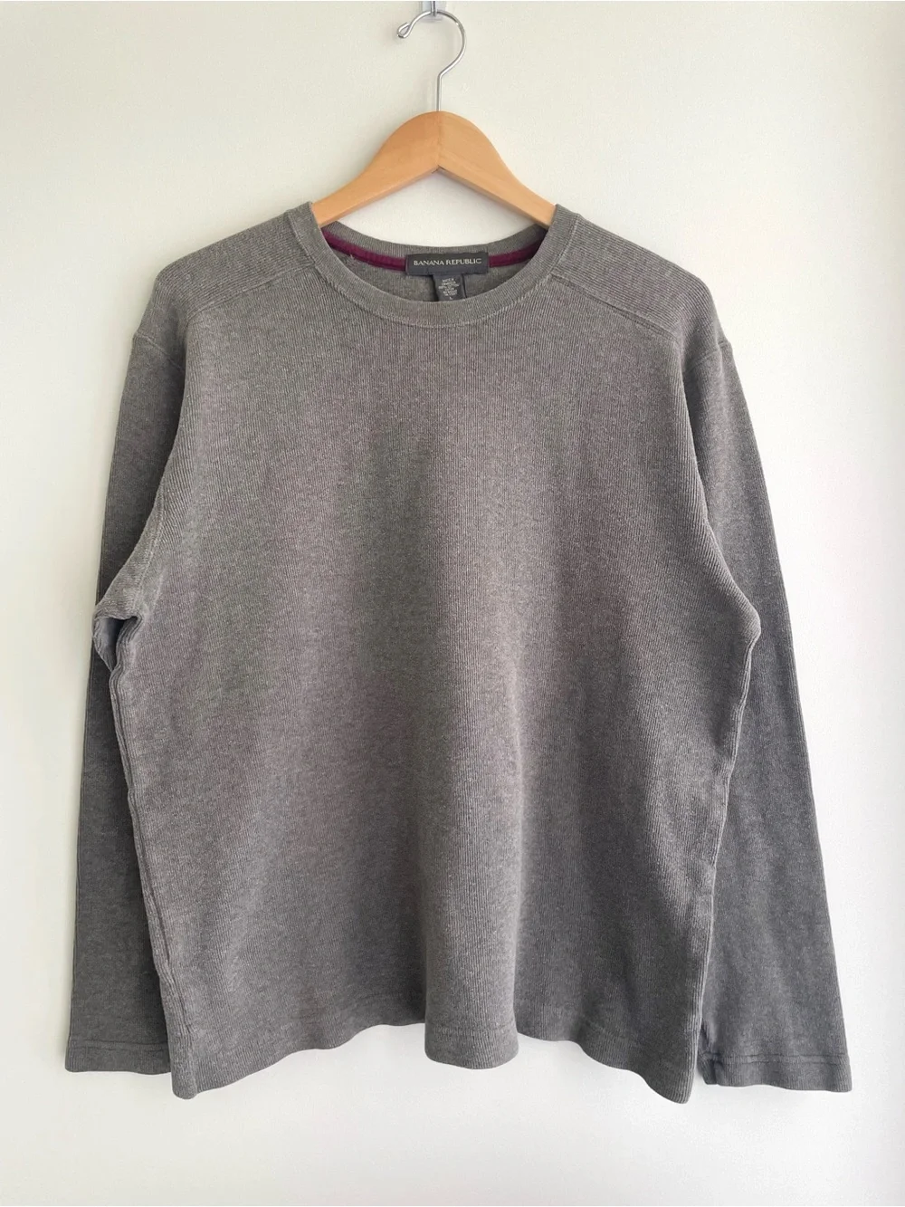 Banana Republic 100% Cotton Gray Classic Crewneck Sweater Casual Layering Campus